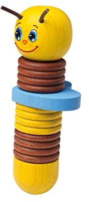 Erzi 42525 Schraubenspiel Biene aus Holz, Lernmaterial, Benennen von Formen und Farben