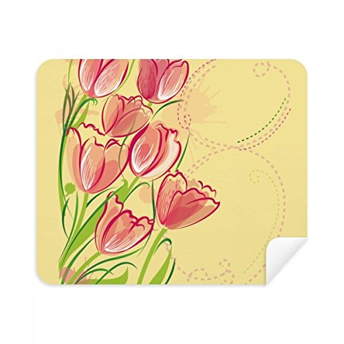 DIYthinker Handgemalte Tulpe-Blumen-Anlage Illustration Telefon Bildschirmreiniger Gläser Reinigungstuch 2Pcs Suede Fabric
