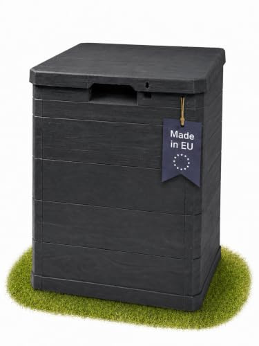 Ondis24 Aufbwahrungsbox Madera Mini Holz-Optik 90L abschließbar Truhe Kissenbox (Anthrazit)