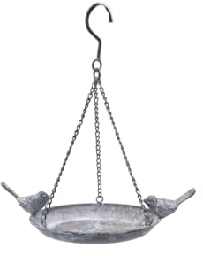 garden mile® Vogeltränke aus Metall im Vintage-Stil, mit Kette, für Wildvögel, rustikaler Antik-Look, mit Haken zum Aufhängen, hängende Gartendekoration