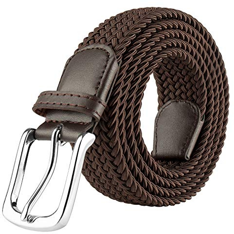 JUKMO Elastiskt flätat bälte, stretchigt vävt bälte i presentförpackning, Kaffe, 40-43W / 49L XL