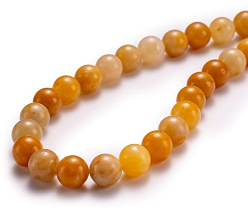 BEADIA Natural Yellow Jade Stone Round Loose Semi Gemstone Beads for Jewelry Making 10MM 38PCS