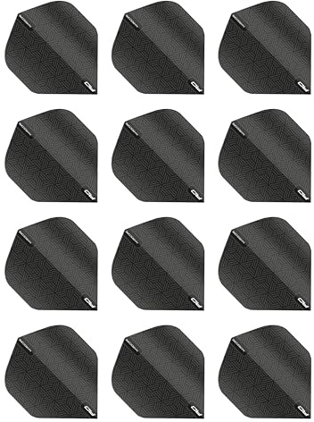 RED DRAGON Hardcore XT Black Patterned Extra Thick Standard Dart Flights - (4 Sätze pro Packung)
