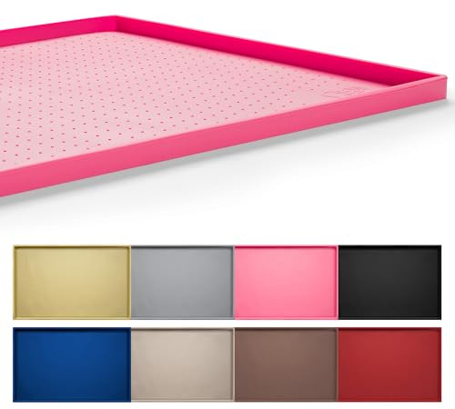Hubulk Futtermatte für Hunde und Katzen, Größe L (48,3 x 30,5 cm), XL (61 40,6 cm) oder XXL (81 61 1,3 cm 2,5 cm, erhöhter Rand, Silikon, rutschfest, wasserdicht, Futternapf, Platzset, groß (XL, Pink)