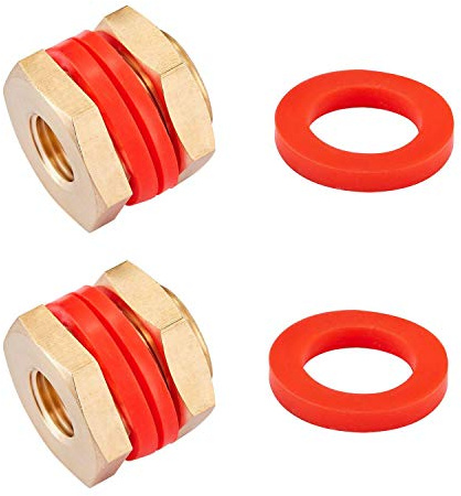 Litorange 2 PCS Brass Bulkhead Coupling Both End 1/4 NPT Female,Outer Diameter 3/4-16UNF Brass Bulk Head Pipe Fitting Bulkhead Tank Fitting Coupler Coupling,15/16 Length (Pack of 2)
