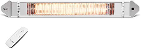 VASNER Teras 25 - riscaldatore radiante infrarosso elettrico, 2500 W & 4 livelli di riscaldamento, per interni & esterni, incl. Telecomando, metallo (Bianco)
