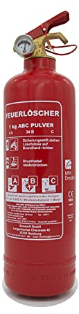 1kg Pulverlöscher, Feuerlöscher, Autolöscher, ABC Pulver, Pulver Feuerlöscher inkl. Halterung und Prüfschild