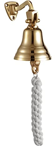 Assorted Collections Messingglocke mit Holzgriff | Glocke der letzten Bestellung mit Metallklöppel | Ideal für Hotel, Rezeption, Abendessen, Bibliothek, Pub, Schule | Klassisches Glockenspiel