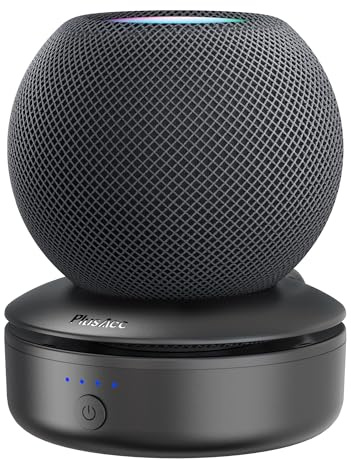 PlusAcc Akku Kompatibel mit HomePod Mini - Tragbare Ladestation Batterie Ständer Home Pod Mini Zubehör Akkustation mit integriertem Kabelmanagement Ohne Geräte(Schwarz)