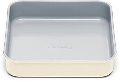 Caraway Sartén cuadrada de cerámica antiadherente de 9 pulgadas, revestimiento de cerámica naturalmente resbaladizo, no tóxico, libre de PTFE y PFOA, perfecto para brownies, barras de limón, pasteles
