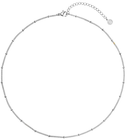 day.berlin filigrane Damen Halskette Point, 18k vergoldet | 43cm + 5cm variable Länge mit kleinen Kugeln, 316L Edelstahl, nickelfrei & wasserfest