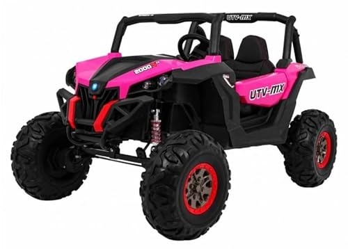 FINOOS Elektroauto für Kinder UTV-MX Buggy 24V, kinderauto 2 Sitzer, kinderelektro Auto mit 2,4 Ghz Fernbedienung, 4x4 Allrad angetrieben, Batterie: 2x12V, 2-7 Jahre (Rosa)