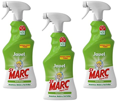 St Marc - Juego de 3 pistolas de spray limpiador multiusos con lejía, 750 ml