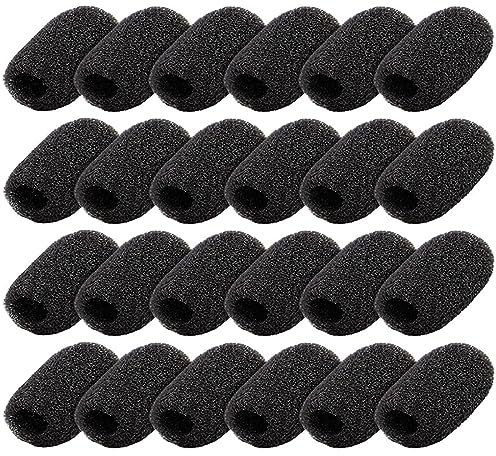 24Pcs Mini Bonnette Micro Cravate Anti Vent, Housses de Microphone en Mousse pour Casque Protection pour Microphones Lavalier Mousse Micro Casque, La Salle de Conférence pour La Salle de Classe