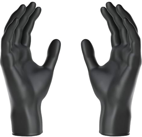 Balsat | Guanti Nitrile Taglia S Neri | Scatola da 100 Guanti | Guanti in Nitrile taglia S, M, L, XL | Guanti monouso | Guanti senza polvere e lattice (Medium, Nero)