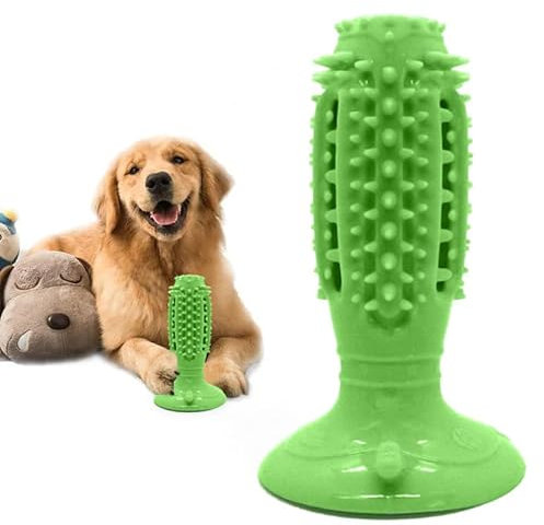 Squeaky Dental Toothbrush Chew Toy - Oral Hygiene, Fun Distraction, Treat Time, Oral Exercise, Suction Cup Base, Vibrant Colours, Slow Chew Training, Amusement, Tough Silicone, Dogs, Cats, Furry Pets