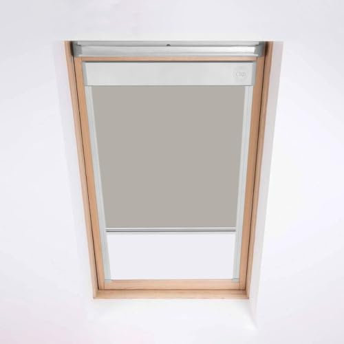 Classic Roof Blinds for Keylite Roof Windows - Blackout Blind - Cream -Silver Aluminium Frame (P07B (Visible Glass Size 760 x 767))