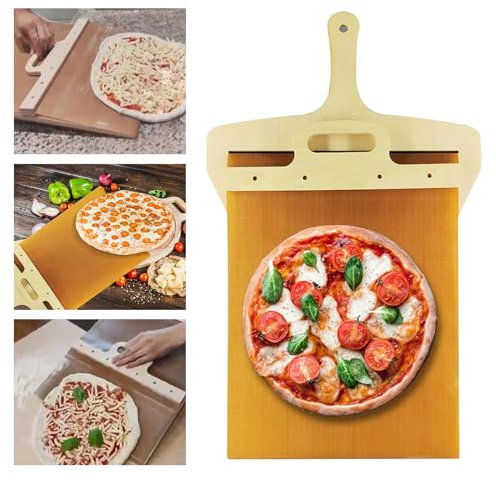 Mekomy Sliding Pizza Peel, Wooden Pizza Paddle with Handle, Pizza Spatula for Ovens, Kitchen Essential Baking Tool