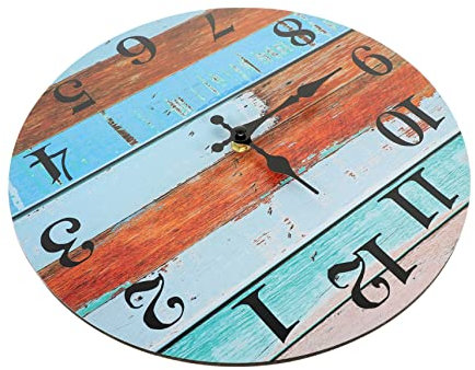 LIFKOME Holzmaserung Wanduhr Badezimmeruhren Wohnkultur Uhr batteriebetrieben nautische Wanduhr Küchenwanduhren Vintage-Dekor hängende Wanduhr Retro-Wanduhr 12 Zoll Uhr Stumm schmücken MDF