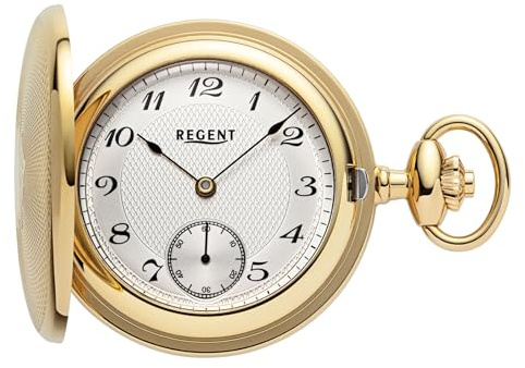 REGENT Herren Taschenuhr Savonnette Edelstahl 48 MM Mechanischer Handaufzug Arabische Zahlen P-775
