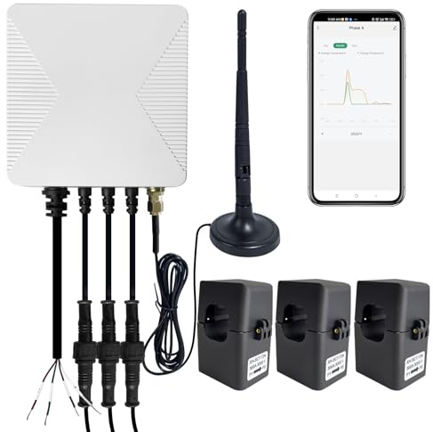 OWON 1 or 3 Phase Tuya Wi-Fi Bi-Directional Energy Monitor,Smart Home Power Monitor with 3 * 300A Clamp, Track Electricity in Real Time, Solar/Net Metering
