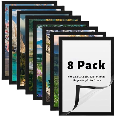 Qobobo Diamond Painting Bilderrahmen 30x40 Schwarz Diamond Painting Rahmen, 8 Pack Magnetische Bilderrahmen Selbstklebend für 5D Diamond Painting, Magnetrahmen für Wanddekoration zu Hause