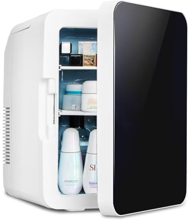eklipt Mini Fridge for Bedrooms 10L/12 Cans with AC/DC Powered, Quiet Mode, Small Skincare Portable Beauty Fridge for Cosmetic, Office or Car, Black