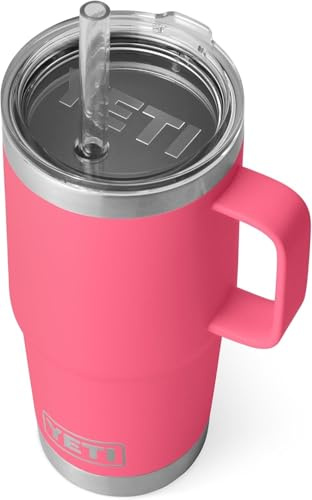 YETI Rambler Straw Mug, Stainless Steel Vacuum Insulated Mug with Straw Lid, Tropical Pink, 25 oz (739 ml)