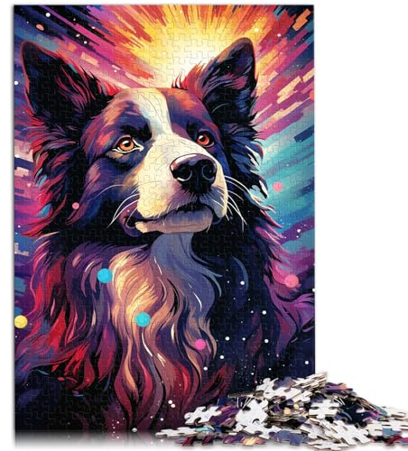 Puzzles pour Adultes 1000，Border Collie psychédélique coloré，pour Adultes et Enfants de 12 Ans et Plus Puzzles en Bois pour Adultes，Puzzles Difficiles Difficiles pour Femmes Hommes，Taille ：50x75 cm