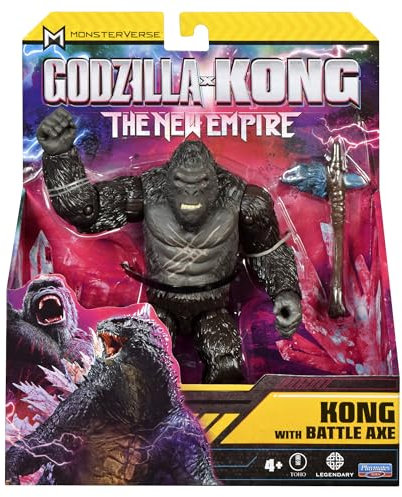 MonsterVerse Godzilla x Kong: The New Empire, 6-Inch Battle Scarred Kong Action Figure Toy, Iconic Collectable Movie Character, Includes Battle Axe Feature, for Age 4+