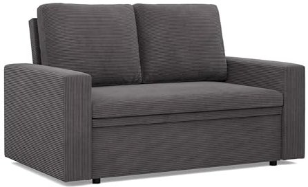 Mebligo - NEO Kollektion Sofa 2 Sitzer Mit Schlaffunktion 148 x 90 x 87 cm, Schlafsofa Mit Bettkasten, Kleines Wohnzimmersofa Dunkelgrau