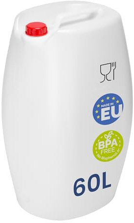 Garronda Garrafa Agua sin BPA Bidon 60 litros Seguro para Alimentos Depósito de Agua Camping Accesorios Garrafas Deposito Camper Blanco GD-0082