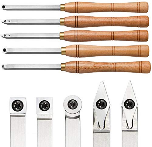 Outils de sculpture sur bois, Outils de tournage du bois à pointe en carbure, ensemble de ciseaux de tour, ensemble de finition d'outils de tournage du bois comprenant des outils de tournage ronds et