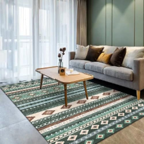 Grande tappeto per soggiorno, tappeto boho marocchino, tappeto da fattoria per camera da letto sotto il tavolo da pranzo, tappeto da geometrico tribale bohémien, verde 240*300 cm (95×118 pollici)
