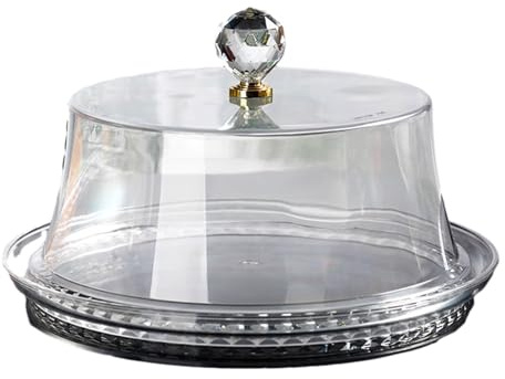 Colcolo Soporte para Tartas con Tapa en Forma de cúpula, Soporte para Tartas, Bandeja Redonda para Servir, Bandeja Decorativa Transparente para Tartas, 38 X 38 X 14.5 Cm