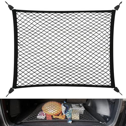 Red Maletero de Coche,Red Elástica Maletero Organizador de Coche100x60cm Puede Extender a 140×100cm Universal Extensible,Inmovilizar,Red de almacenaje para SUV,Van,Carro de automóviles,Camionetas