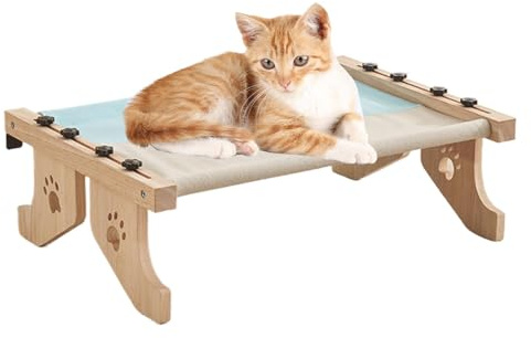 GkgWuxf Persico per gatti da interni, mensola in legno per davanzale per gatti, regolabile, lettino per gatti con cuscino per gatti di grandi dimensioni che riposano