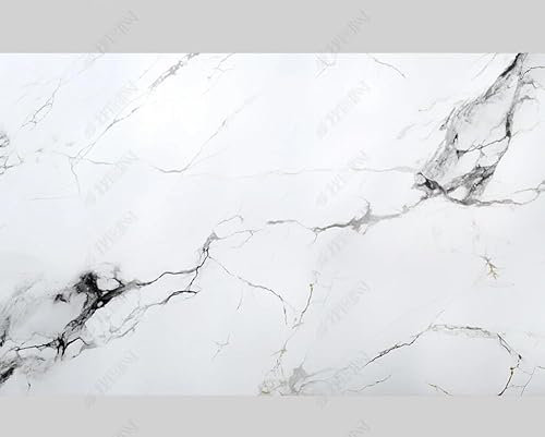 MZOwallpaper Papier Peint Intissé Marbrage Blanc Poster Tableaux Muraux Tapisserie Photo Trompe L'Oeil Salon Chambre Art Mural 400Cm(L) X280Cm(H)