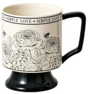 LoveFirst Vintage Ceramic Porcelain Coffee Mugs, 430ml Premium Quality Coffee Cups with Handle for Milk Cappuccino, Tea, Cocoa, Microwave Dishwasher Safe, for Home and Office,Black