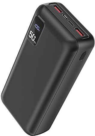 PowerBank 50000mAh große kapazität, 22,5W Powerbank PD20W Schnell Aufladende Externer Handyakku USB C mit LED Display 3 Ausgängen & 2 Eingängen Tragbares Ladegerät für iPhone16 15 14 13 12 Pro Max
