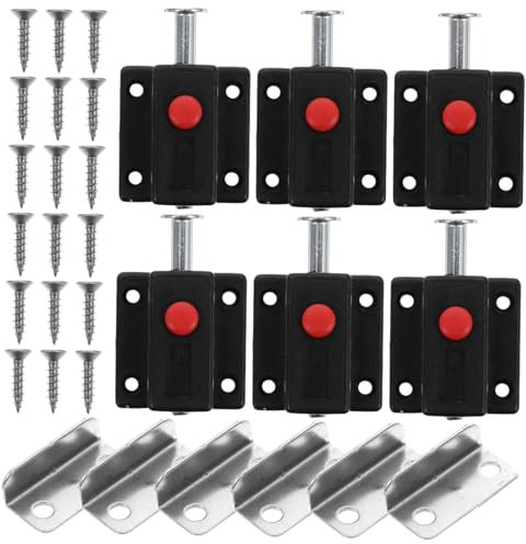 Cabilock 6 Pestillos De Empuje De Alta Resistencia Para Puertas De Muebles Accesorios De Hardware Color Negro