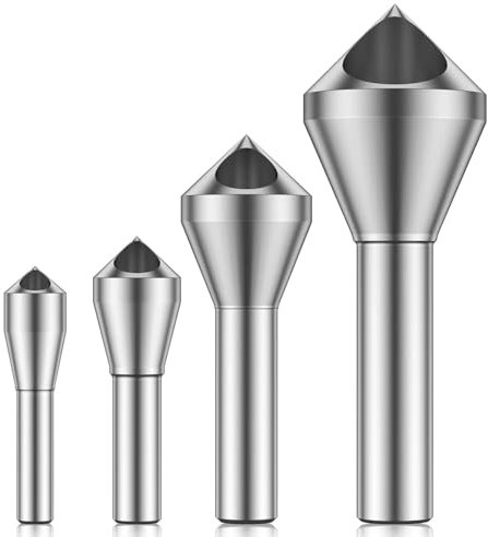 4-teiliges Fasen-Entgratungsbohrer-Set, 90-Grad-Stahl-Senkbohrer, Loch 2–20 mm, Entgratungs-Bits, runder Schaft, Lochschneider