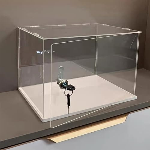 Xyrona Display Case Acrylic Display Case with Lock & Key, Large Countertop Clear Display Cabinet with Door, Anti-dust Organizer for Figures/Collectibles/Doll(L30xW40xH40cm/12x16x16)