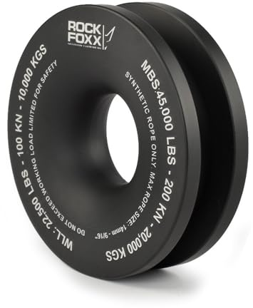 ROCKFOXX Umlenkrolle 10T Aluminium Seilwinde Snatch Block für Kunststoffseil Softschäkel Offroad Bergung Forst Flaschenzug Seilrolle Seilzug Umlenkhilfe Zugkraftverstärker