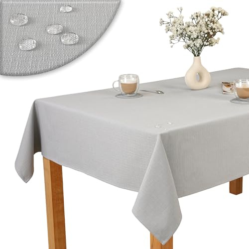 invitta Kleine Tischdecke 40x40 cm Mitteldecke Grau Baumwolle Polyester Mischung 230 g/m2 - Hochwertig, Elegante Leinenoptik, Fleckenschutz Cotton Tischtuch mit Lotuseffekt, Pflegeleicht