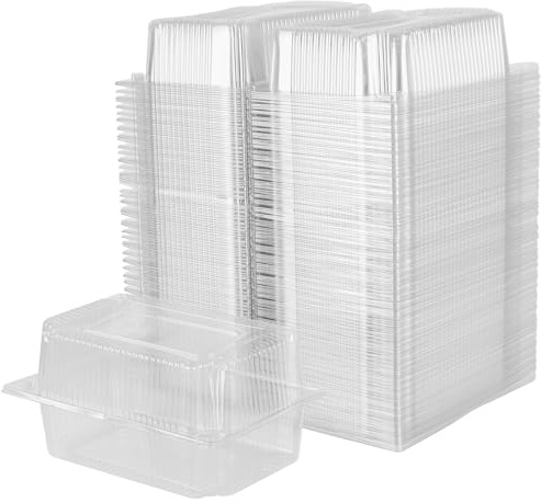 KEILEOHO 150 Stück Klare Transparente Cupcake Box, 18,5 x 12 x 9,5 cm PET Kunststoff Cake Slice Boxen, Individuelle Kuchenboxen für Desserts