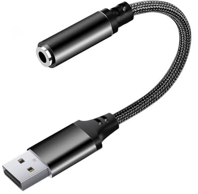USB to 3.5mm Jack Audio Adapter,External Sound Card USB-A to Audio Jack TRRS Headset Adapter with 3.5mm Aux Stereo Converter Built-in DAC Chip for Windows Mac PC Laptop PS5 PS4 Switch Linux Desktops