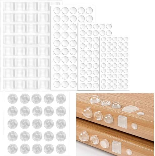 215 Pcs Clear Rubber Feet, Silicone Bumpers Adhesive Buffer Pads Clear Cupboard Door Stops Door Pads Stop Slamming Protector,Transparent Silicone Pads for Furniture Glass Tables Kitchen Door Protect