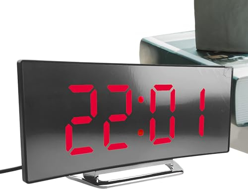 Generisch Digitale Uhr Fürs Schlafzimmer - Großes LED-Display Mit Digitaler Anzeige,Leiser Betrieb Hohe Helligkeit Gebogener Bildschirm Für Alle Altersgruppen Schlafzimmer Kinderzimmer Küche