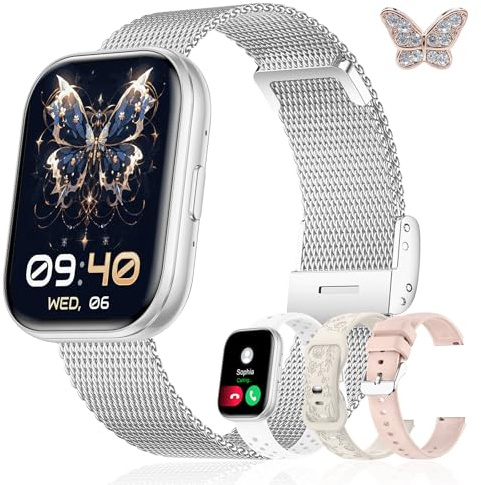 Iaret Reloj Inteligente Mujer, Regalo con 4 Correas Intercambiables y Charm, Smartwatch de 1,75, Llamadas Bluetooth, Ritmo Cardíaco SpO2 Sueño, 120+ Modos Deportivos, Compatible con Android iPhone